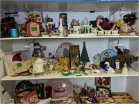 3 Shelves Of Christmas Decorations. Vintage