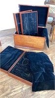 Cherry traveling vanity chest case with blue