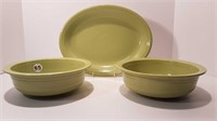 FIESTAWARE CHARTREUSE PLATTER + 2 SERVING BOWLS