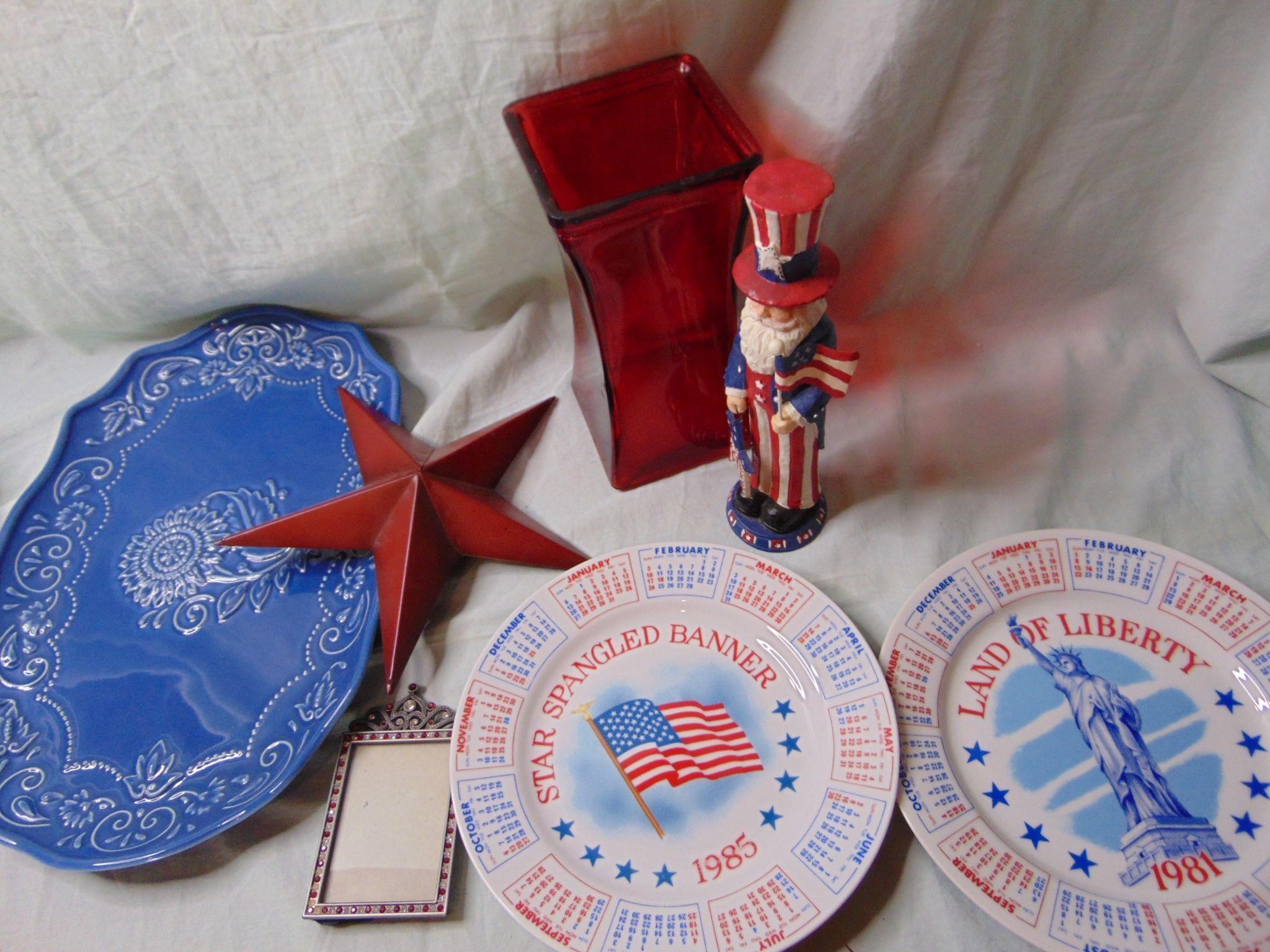 Patriotic Lot, Plates, Figurine, and more