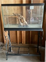 Fish Tank on Cast Iron Stand Wood Piece Included