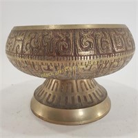 Embossed Korean Brass Pedestal Bowl