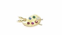 Monet Jeweled Artist Paint Palette Brooch Pin