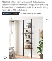 5 Tiers Adjustable Ladder Book Shelf, 92" - 116",