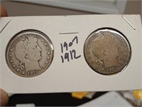 1907 1912 barber silver half dollars