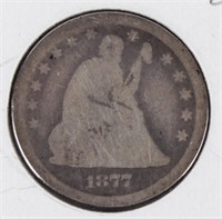 Coin 1877-CC Seated Liberty Quarter Rare! in Good
