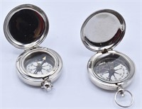 (2) Dressy Compasses Silver Color Ship & Plain