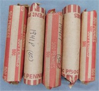 (5) Rolls of 1941-P Wheat Cents.
