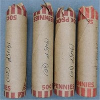(4) Rolls of 1945-P Wheat Cents.