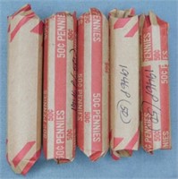 (5) Rolls of 1946-P Wheat Cents.