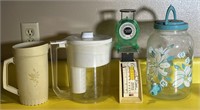 Kitchen scales, water filter, Tupperware pitcher