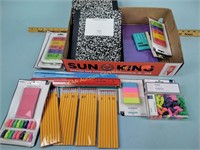Erasers, staples, rulers, notepads new stock