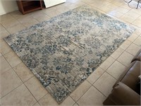 Large Blue & Grey Floral Area Rug