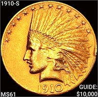 1910-S $10 Gold Eagle UNCIRCULATED