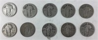 Silver Standing Liberty Quarters Lot of 10