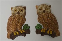 Pair of Owl Wall Hangings Signed by Artist