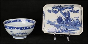 2 Pieces Chinese Porcelain Bowl & Tray