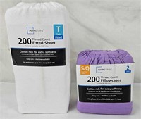 New Mainstay Twin Sheet & 2 Standard Pillow Cases