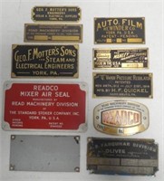 Lot of 10 Machinery Plates  Some York