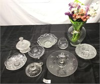 9 pcs. Vintage Glass Trinket Dishes & Vase