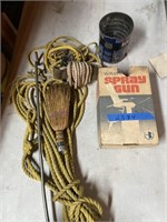 Assortted Rope, Broom Head, Sprayer, Clevis