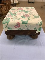 Antique Wood Ottoman Foot Rest with Padded Top