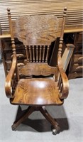Oak Pressed back swivel desk chair