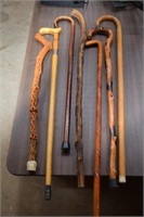 Seven Vintage Wooden Canes - Assorted Sizes