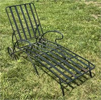 Wrought iron chaise, iron wheels need tires,