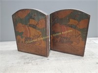 Wooden Ship Book Ends