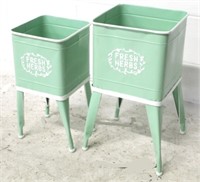 Pair metal herb planter stands