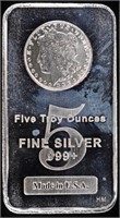 (1) 5 OZ .999 SILVER MORGAN BAR