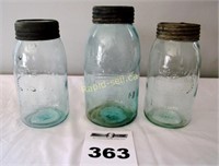 3 Aqua 1800's Crown Jars