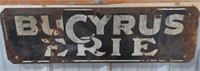 (AB) Metal Bucyrus Erie sign 35.5x10.5