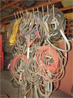 Lot of Cords, Sprayer Hoses, Booster Cables,