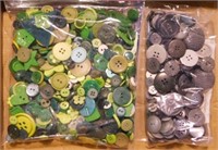 2 bags of green & grey sewing buttons
