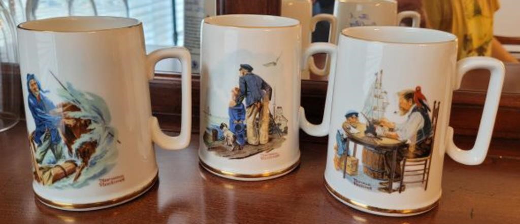 SET OF 3 NORMAN ROCKWELL MUGS