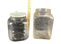 Large glass jars, one with lid