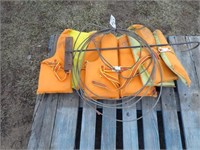 (3) Life Vests, Steel Cable, Steel Hook