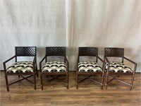 4pc McGuire Rattan Strap Cushioned Dining Chairs