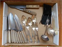 Lot of Silverware, Servingware, and 2 Old Knifes