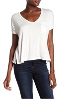 PST Women's Large V-Neck Pocket T-Shirt, White