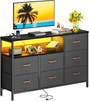 AODK LED TV Stand  Black  7 Drawers