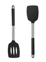 2 Pack Ailsoes Silicone Spatulas Turners, Solid
