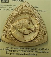 c1910's American Horse Assoc. Cap Device