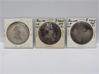 Bolivia 8 Reales, three silver coins
