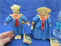 2 handcrafted teddy bear sailors