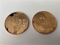2 vintage Judaic medals coins 1 1/2"d. hallmark