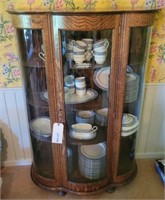 Tiger Oak Curved Front China Hutch