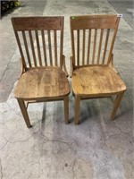 (2) Vintage Maple Straight Back Chairs